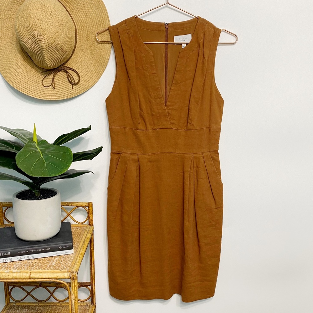 adam lippes | ochre linen blend sheath dress ginger rust 4
